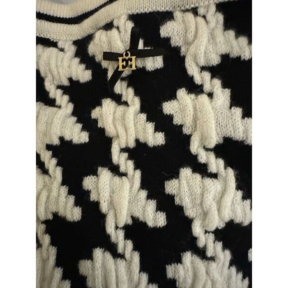 Escada Black & White Houndstooth Scoop Neck Wool Sheath Dress Size Med Designer - Picture 12 of 14